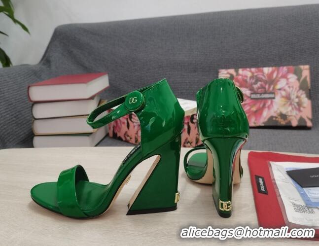 Most Popular Dolce & Gabbana DG Patent Leather High Heel Sandals 10.5cm Green 030546