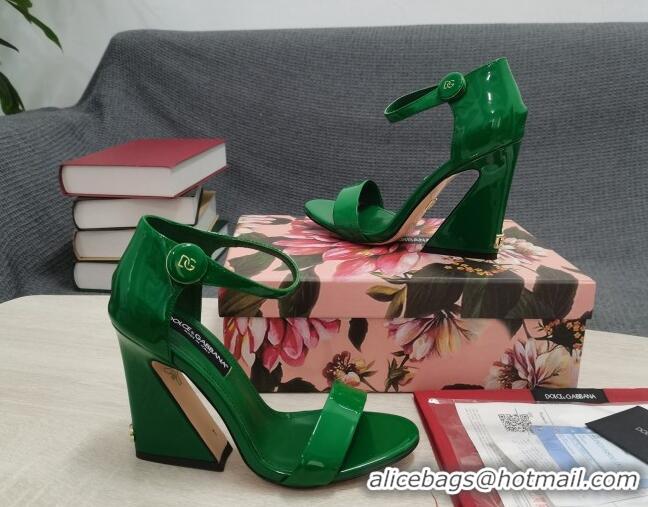 Most Popular Dolce & Gabbana DG Patent Leather High Heel Sandals 10.5cm Green 030546