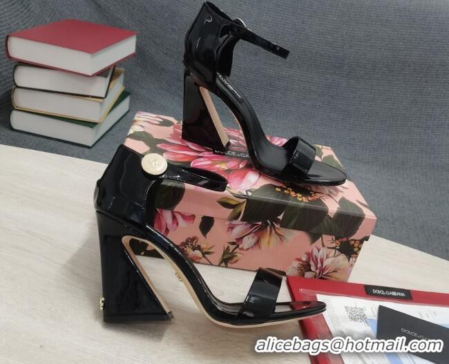 Affordable Price Dolce & Gabbana DG Patent Leather High Heel Sandals 10.5cm Black 030549