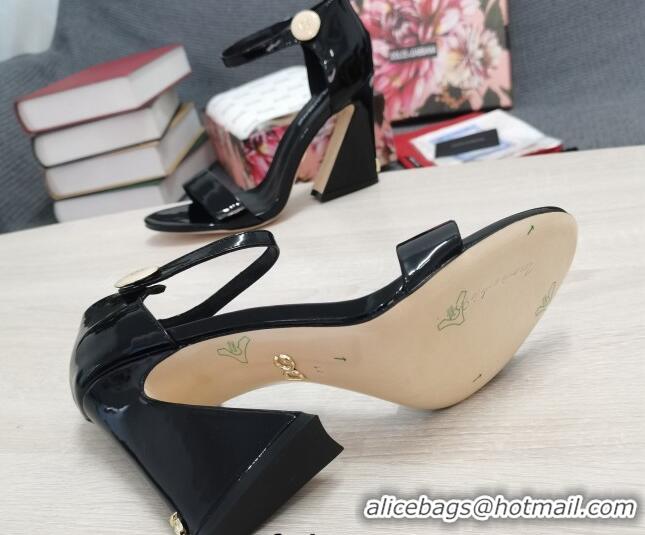 Affordable Price Dolce & Gabbana DG Patent Leather High Heel Sandals 10.5cm Black 030549