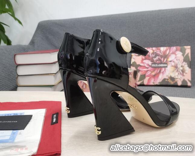 Affordable Price Dolce & Gabbana DG Patent Leather High Heel Sandals 10.5cm Black 030549