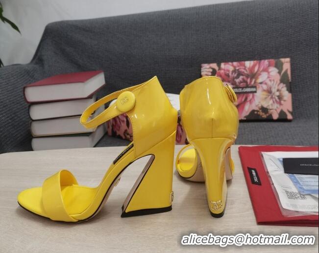 AAAAA Dolce & Gabbana DG Patent Leather High Heel Sandals 10.5cm Yellow 030551