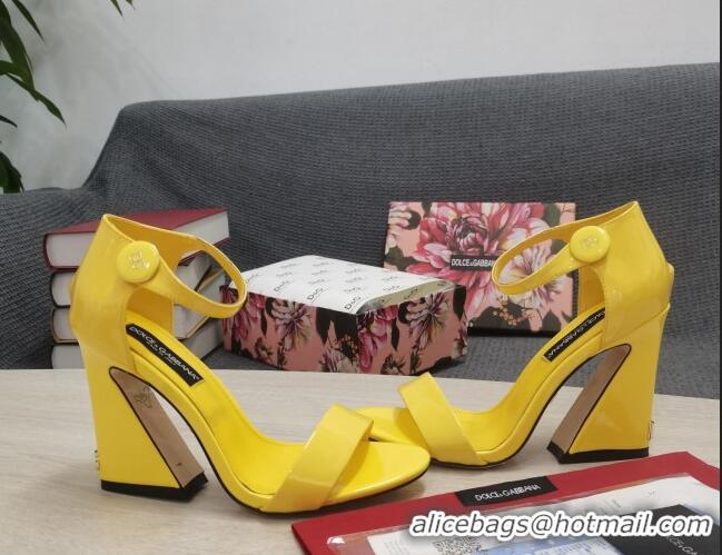 AAAAA Dolce & Gabbana DG Patent Leather High Heel Sandals 10.5cm Yellow 030551