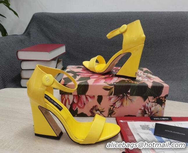 AAAAA Dolce & Gabbana DG Patent Leather High Heel Sandals 10.5cm Yellow 030551