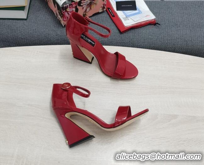 Reasonable Price Dolce & Gabbana DG Patent Leather High Heel Sandals 10.5cm Red 030552