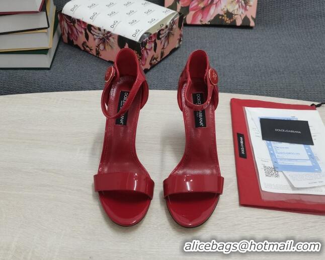 Reasonable Price Dolce & Gabbana DG Patent Leather High Heel Sandals 10.5cm Red 030552