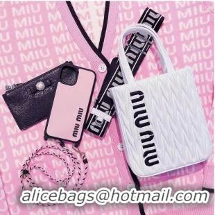 Top Grade miu miu Matelasse Nappa Leather mini Shoulder Bag 6AH228 White