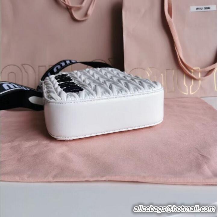 Top Grade miu miu Matelasse Nappa Leather mini Shoulder Bag 6AH228 White