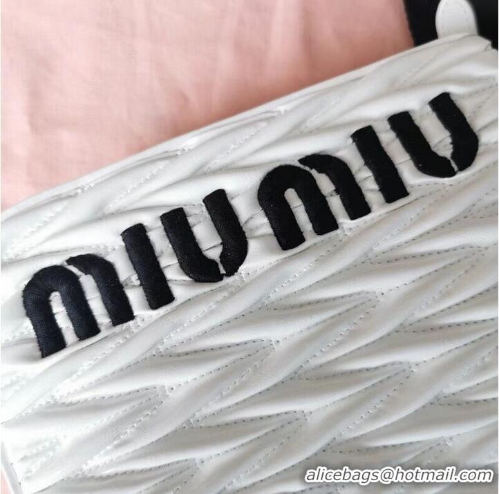 Top Grade miu miu Matelasse Nappa Leather mini Shoulder Bag 6AH228 White