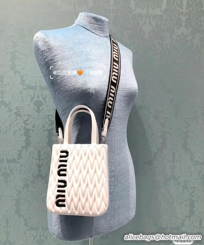 Top Grade miu miu Matelasse Nappa Leather mini Shoulder Bag 6AH228 White