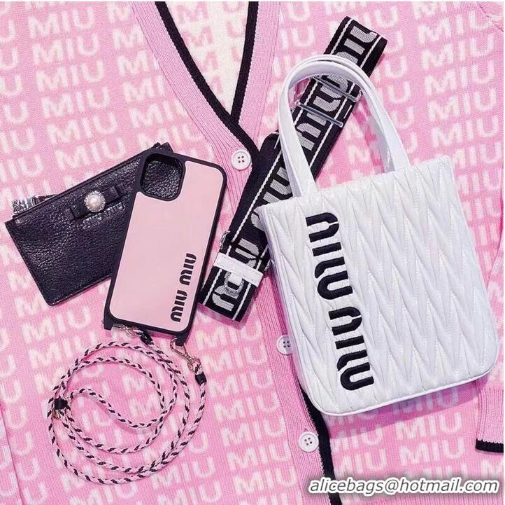 Top Grade miu miu Matelasse Nappa Leather mini Shoulder Bag 6AH228 White