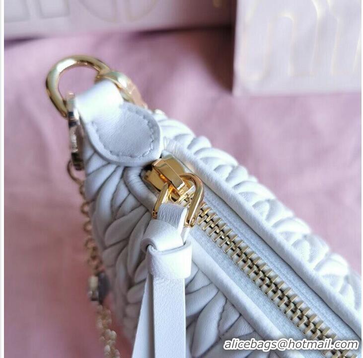 Good Product miu miu Matelasse Nappa Leather mini Shoulder Bag 6BE641 white