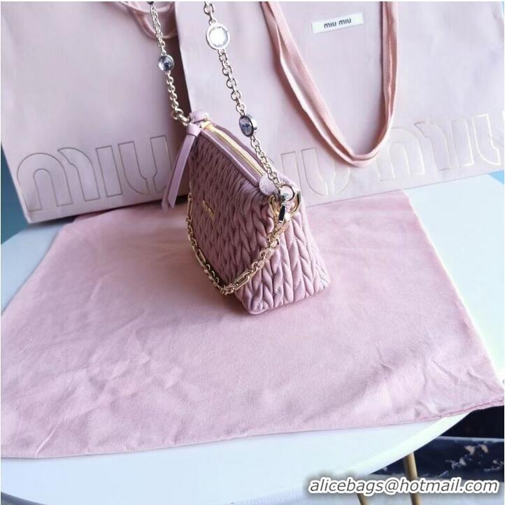 Discount miu miu Matelasse Nappa Leather mini Shoulder Bag 6BE641 pink