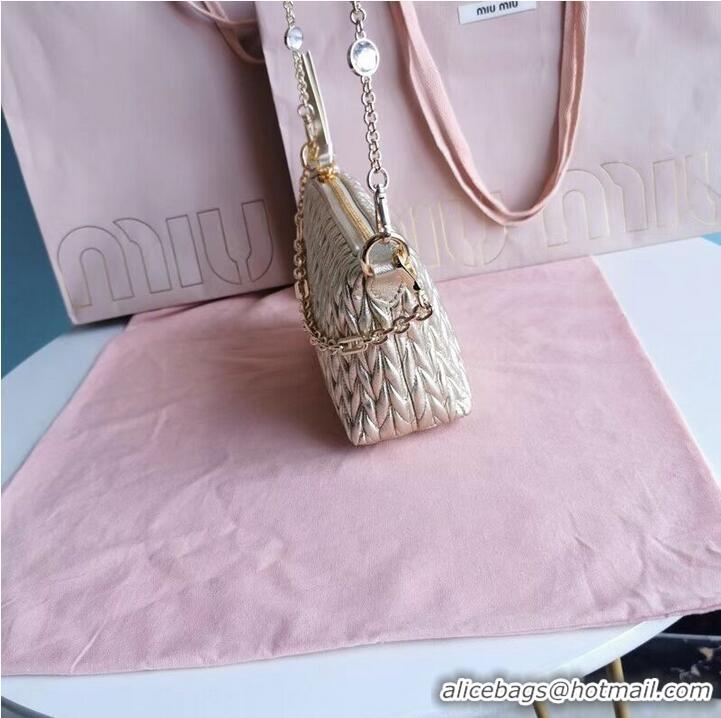 Buy Promotional miu miu Matelasse Nappa Leather mini Shoulder Bag 6BE641 gold