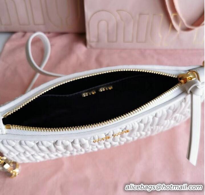 Good Quality miu miu Matelasse Nappa Leather Shoulder Bag 6BH225 white