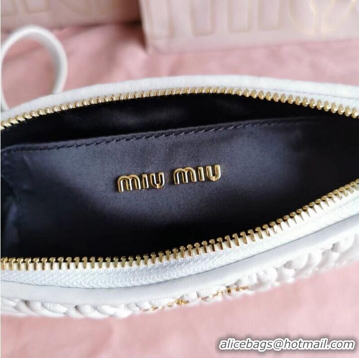 Good Quality miu miu Matelasse Nappa Leather Shoulder Bag 6BH225 white