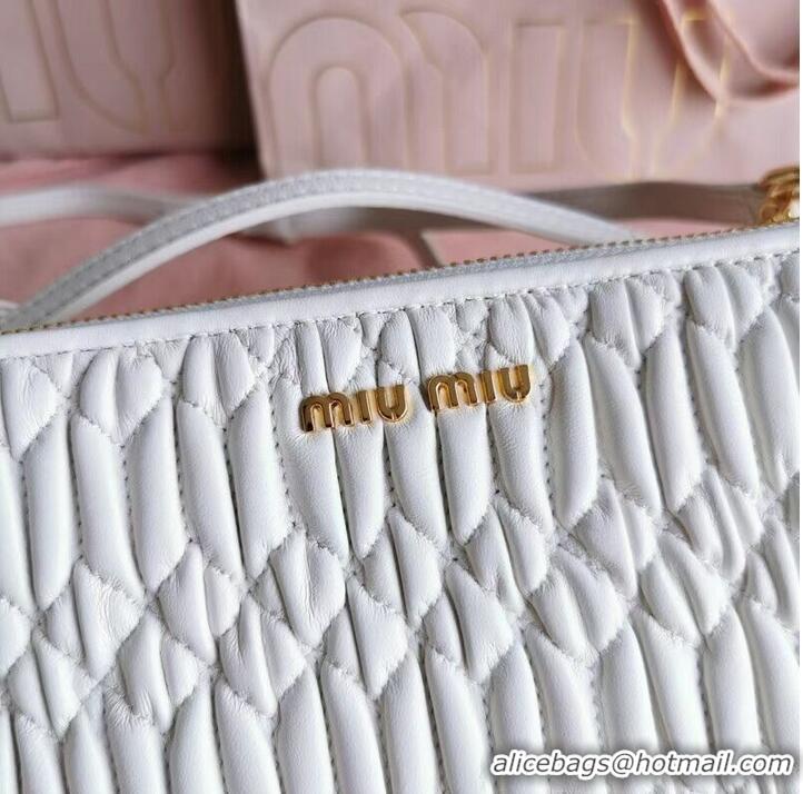 Good Quality miu miu Matelasse Nappa Leather Shoulder Bag 6BH225 white