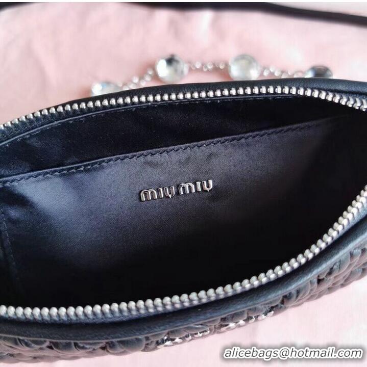 New Cheap miu miu Matelasse Nappa Leather Shoulder Bag 6BH225 black