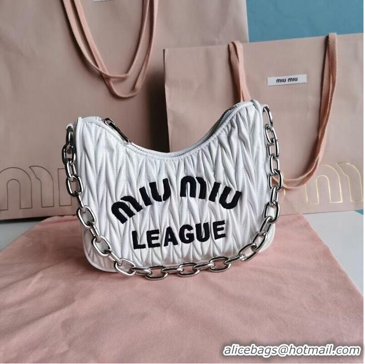 Discount miu miu Matelasse Nappa Leather small Shoulder Bag 6HH212 white