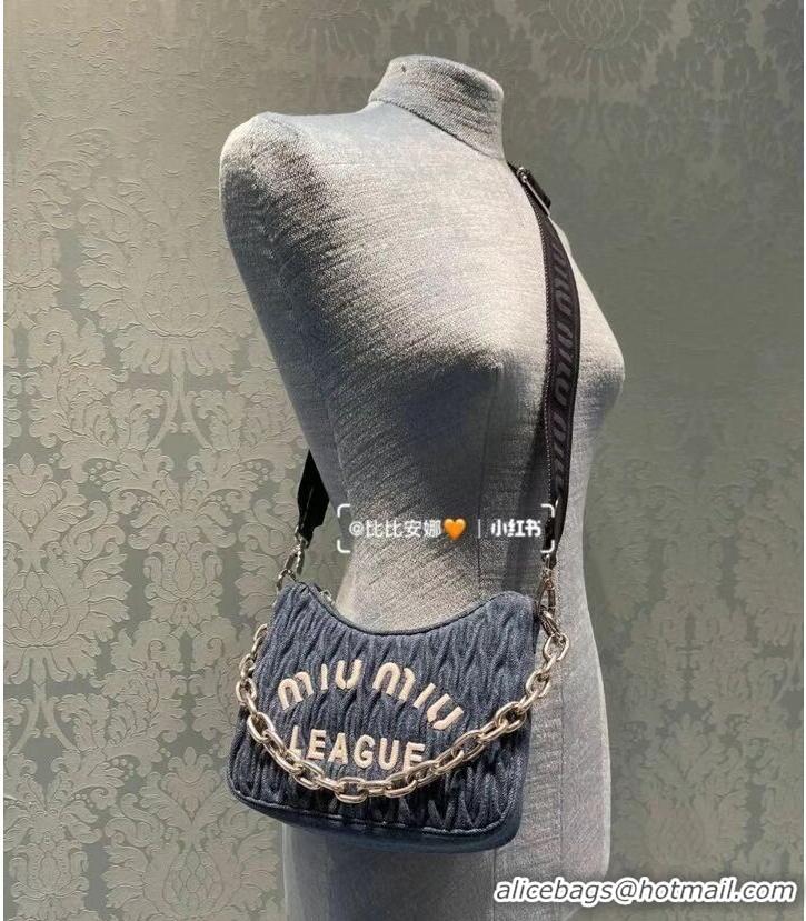 Modern Classic miu miu Matelasse Nappa Leather small Shoulder Bag 6HH212 blue