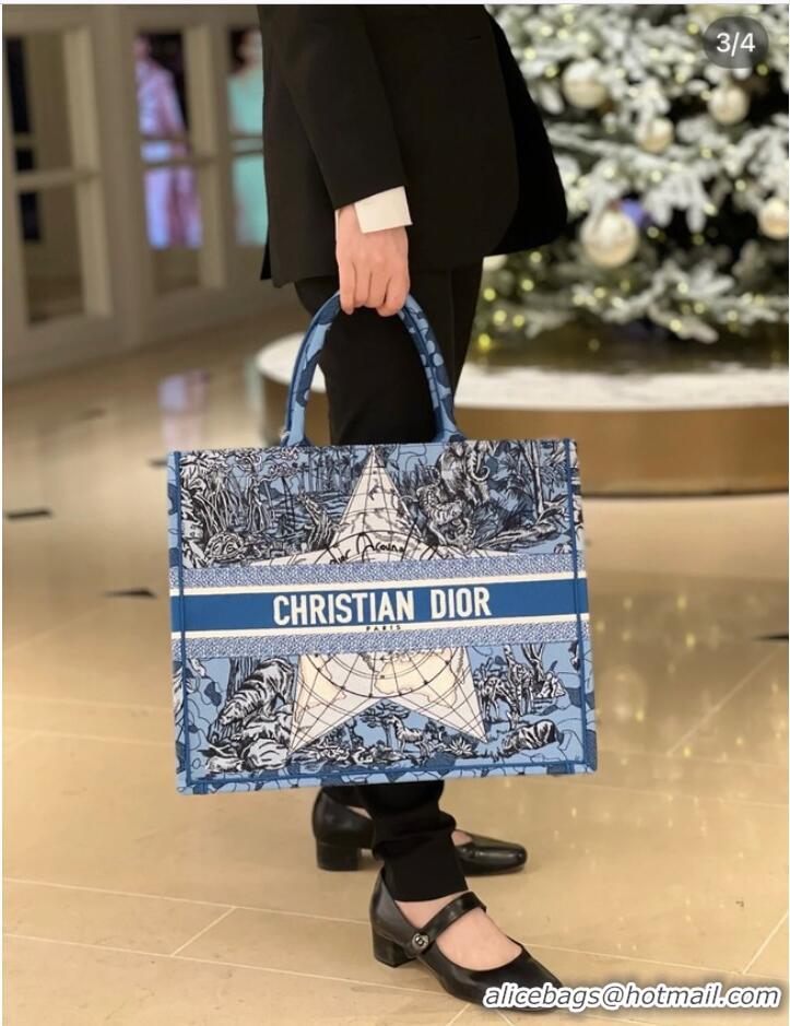 High Quality DIOR BOOK TOTE Embroidery C1287-23 Blue