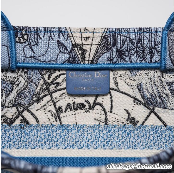 High Quality DIOR BOOK TOTE Embroidery C1287-23 Blue