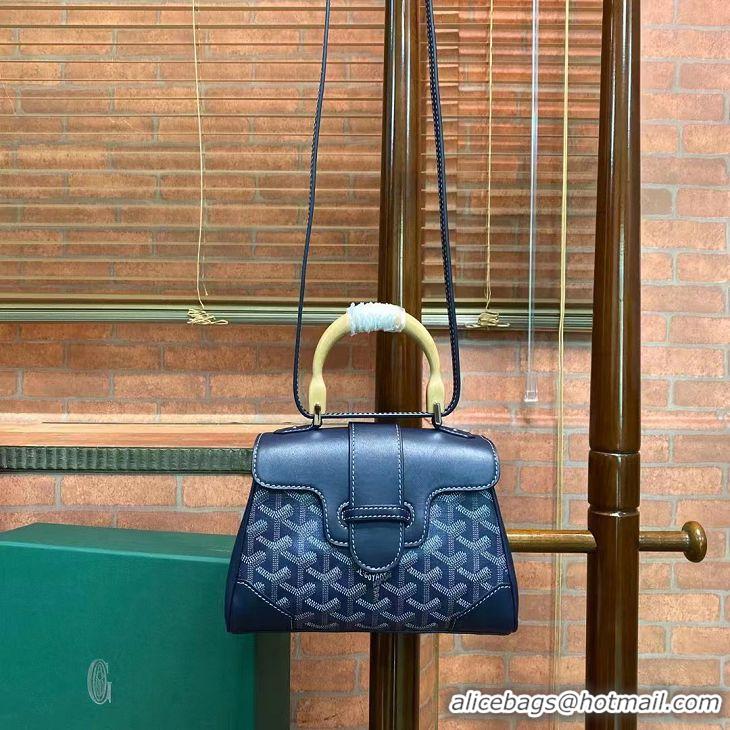 Fashionable Goyard Original Saigon Tote Bag With Strap Mini 8942 Navy Blue