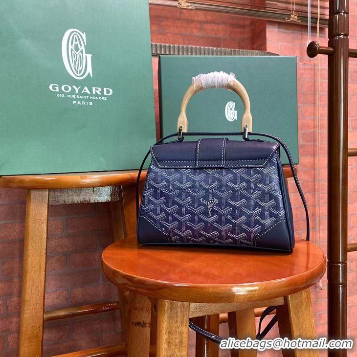 Fashionable Goyard Original Saigon Tote Bag With Strap Mini 8942 Navy Blue