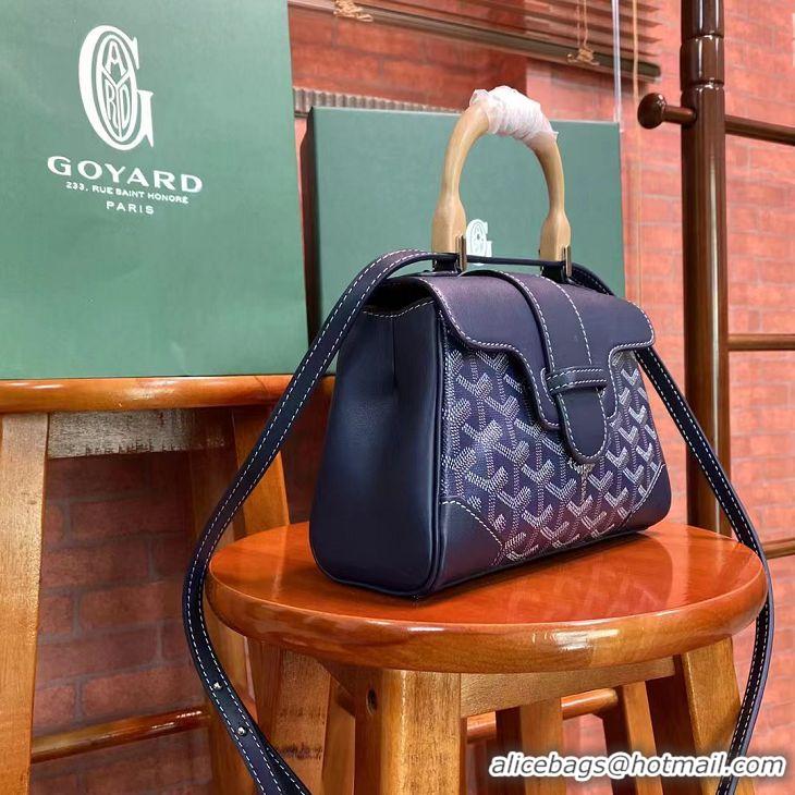 Fashionable Goyard Original Saigon Tote Bag With Strap Mini 8942 Navy Blue