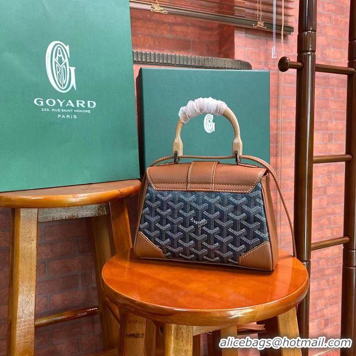 Super Quality Goyard Original Saigon Tote Bag With Strap Mini 8942 Black And Tan