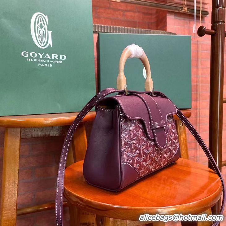 Low Cost Goyard Original Saigon Tote Bag With Strap Mini 8942 Burgundy