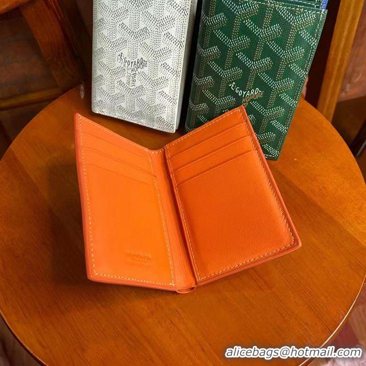 Famous Brand Goyard Leather Card Cover Wallet 020093 Orange