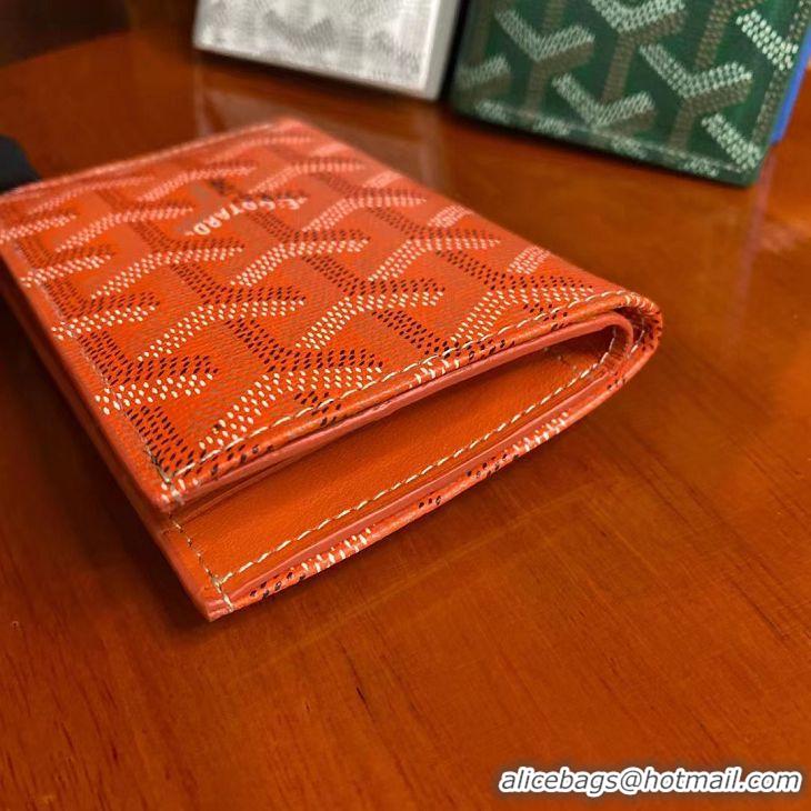 Famous Brand Goyard Leather Card Cover Wallet 020093 Orange