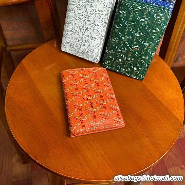 Famous Brand Goyard Leather Card Cover Wallet 020093 Orange