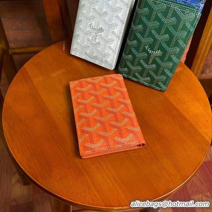 Famous Brand Goyard Leather Card Cover Wallet 020093 Orange