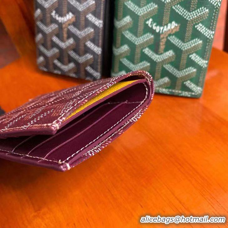 Free Shipping Promotion Goyard Leather Card Cover Wallet 020093 Bungundy