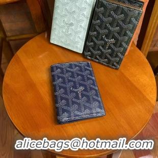 Best Price Goyard Leather Card Cover Wallet 020093 Navy Blue