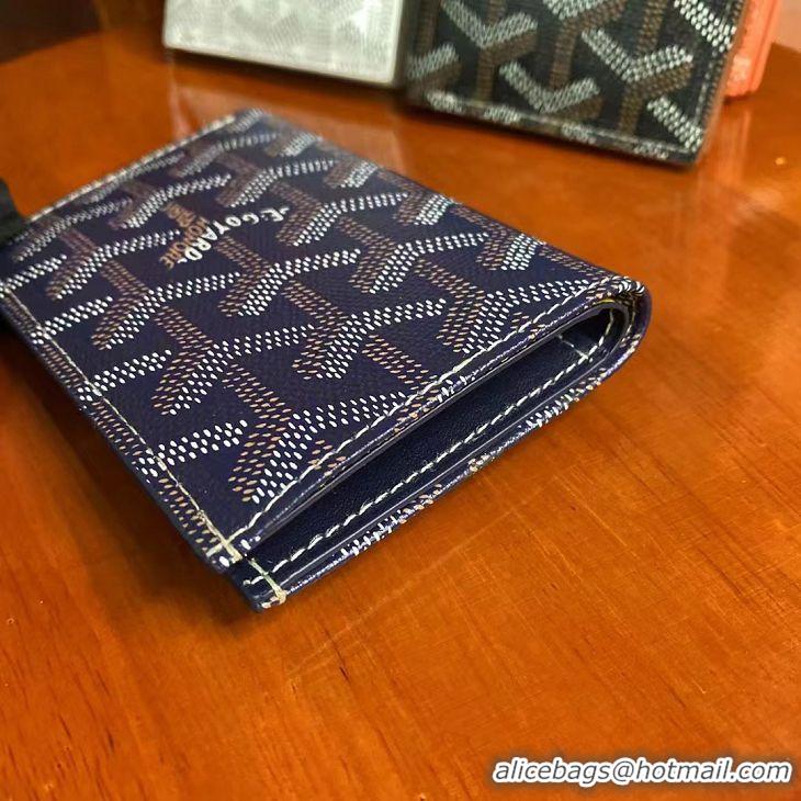 Best Price Goyard Leather Card Cover Wallet 020093 Navy Blue