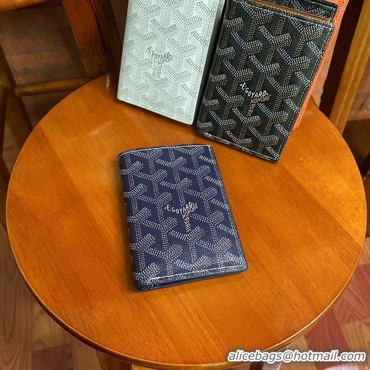 Best Price Goyard Leather Card Cover Wallet 020093 Navy Blue