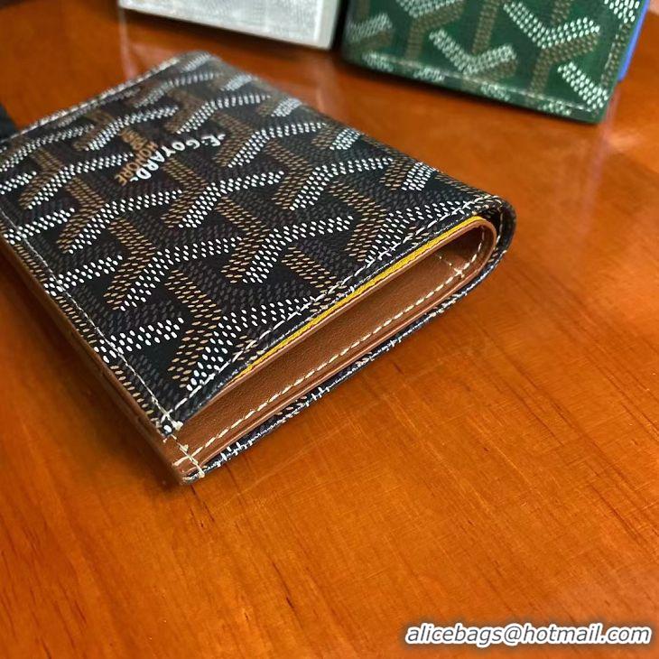 Discount Goyard Leather Card Cover Wallet 020093 Black And Tan