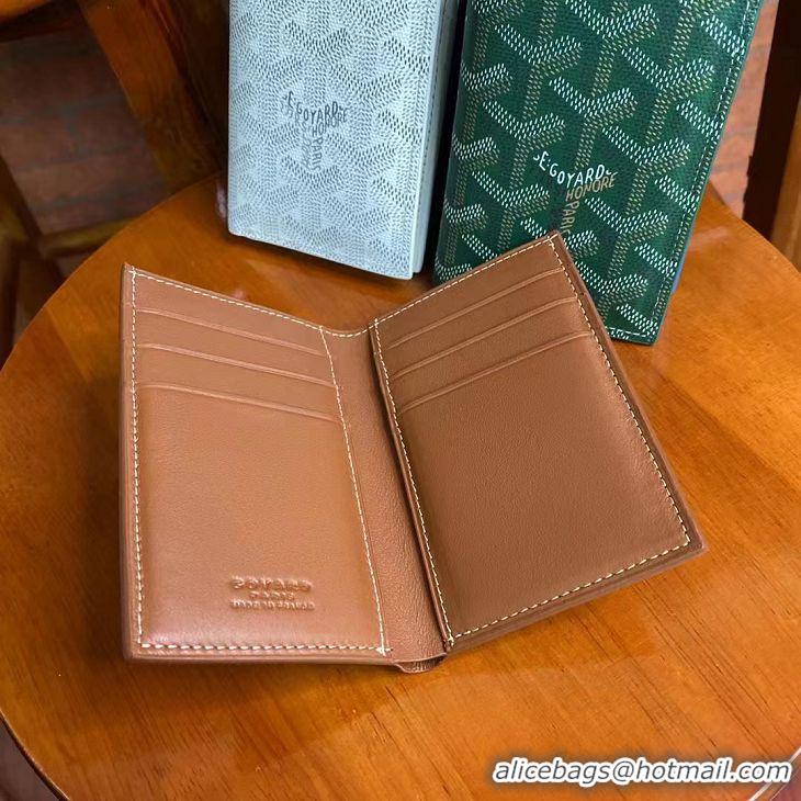 Discount Goyard Leather Card Cover Wallet 020093 Black And Tan