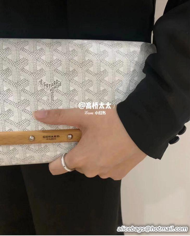 New Stylish Goyard Original Monte-Carlo Clutch With Leather Strap 8981 White