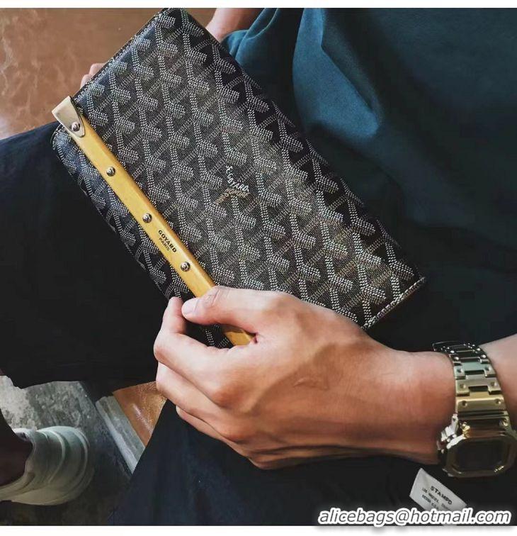 Newly Launched Goyard Original Monte-Carlo Clutch With Leather Strap 8981 Black And Tan