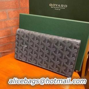 Traditional Discount Goyard Original Long Purse 020081 Dark Grey