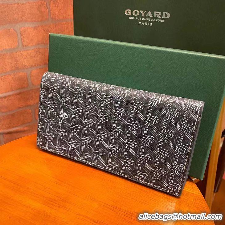 Traditional Discount Goyard Original Long Purse 020081 Dark Grey