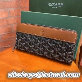 Top Grade Goyard Original Zippy Organizer Wallet 020111 Black And Tan