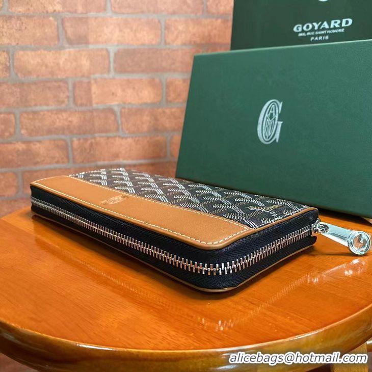 Top Grade Goyard Original Zippy Organizer Wallet 020111 Black And Tan