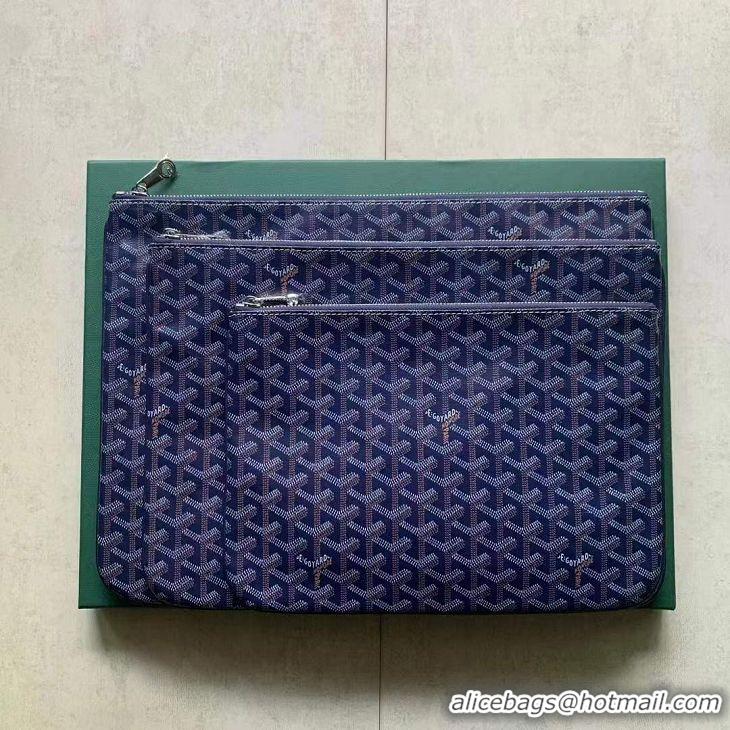 Famous Brand Goyard Original Senat Pouch iPad Bag Large L020115 Navy Blue