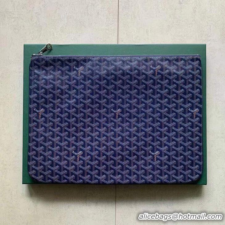 Famous Brand Goyard Original Senat Pouch iPad Bag Large L020115 Navy Blue