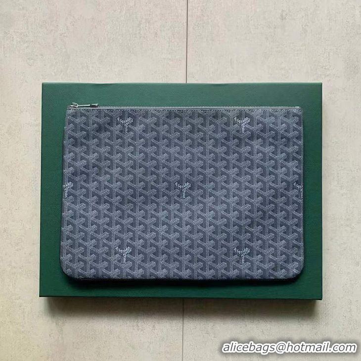 Best Discount Goyard Original Senat Pouch iPad Bag Medium M020115 Dark Grey